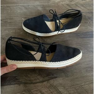 Paul Green Suede Marcey Lace up Espadrilles Black Uk 4.5 US 7 NWOB